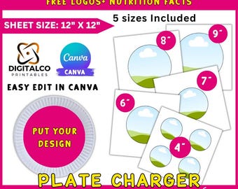 Paquete de plantillas de cargador de platos: archivos SVG editables de Canva (descarga digital)