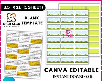 Address Label Template, Address Labels, Return Address Labels, Address Label Format, Editable Canva Address Labels, Tag Labels, Drag & drop