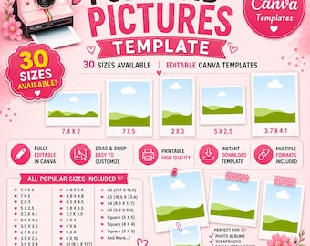 30 Polaroid Photo Templates Bundle, Editable Canva Templates, Polaroid Photo Frame, Customizable Photo Frames, Custom Polaroid, Drag & drop