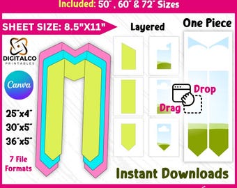 Graduation Stole Template: Editable Canva Design (Digital Download)