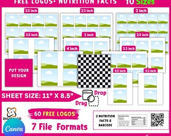 Square Canva Templates Bundle: Party Favor Decorations (Digital Download)