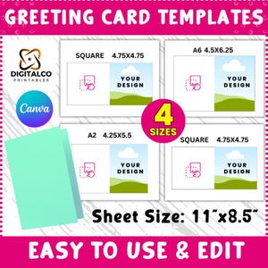 Greeting Card Templates, Printable Greeting Card Templates Bundle, Birthday Cards, invitation card, Canva Editable Template Drag & Drop Card