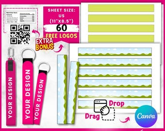 Wrist Fob Template , Wristlet Keychain Template , Keychain Template , Wristlet Sublimation Template, Keychain Blank Template, Editable Canva