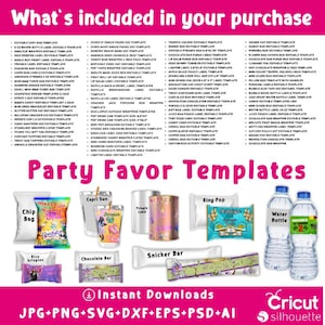 Party Favor Mockup, Chocolate Bar, Water Bottle Label, Juice Pouch, Chip Bag Template, Canva Frame Mockup, Candy Bar
Every template is fully Canva Editable, allowing for simple drag-and-drop customization. Quickly change colors, insert photos, and add personalized text to match your party's theme. Save time and create high-quality, professional favors instantly!