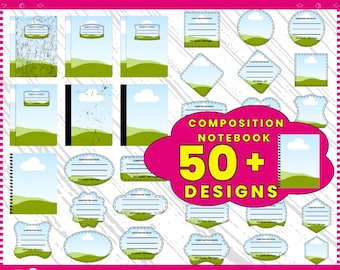 Composition Notebook Cover Templates: Back to School Canva Designs (Digital Download)