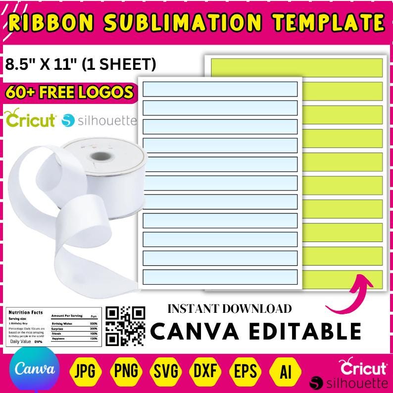Ribbon Sublimation Template, Satin Ribbon Sublimation Template, Satin ...
