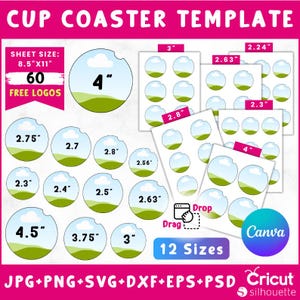Car Coaster Templates Bundle, Car Cup Coaster Template, Car Coaster Sublimation Template, Car Coaster Design, Canva Editable Car Cup Coaster