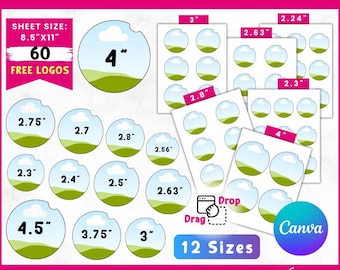 Car Coaster Template Bundle: Car Coaster Editable Canva Template, Car Coaster Labels, Canva Editable Sublimation Designs (Digital Download)