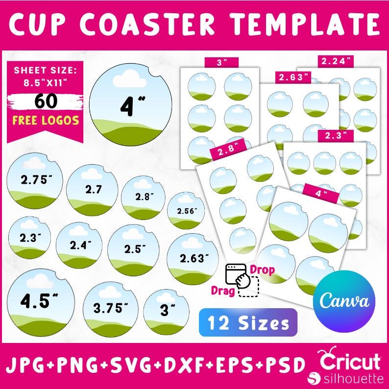 Car Coaster Template Bundle: Car Coaster Editable Canva Template, Car ...