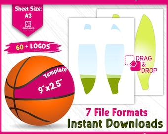 Basketball Panel Template: 9x2.5 Inch, Canva Editable (Digital Download)