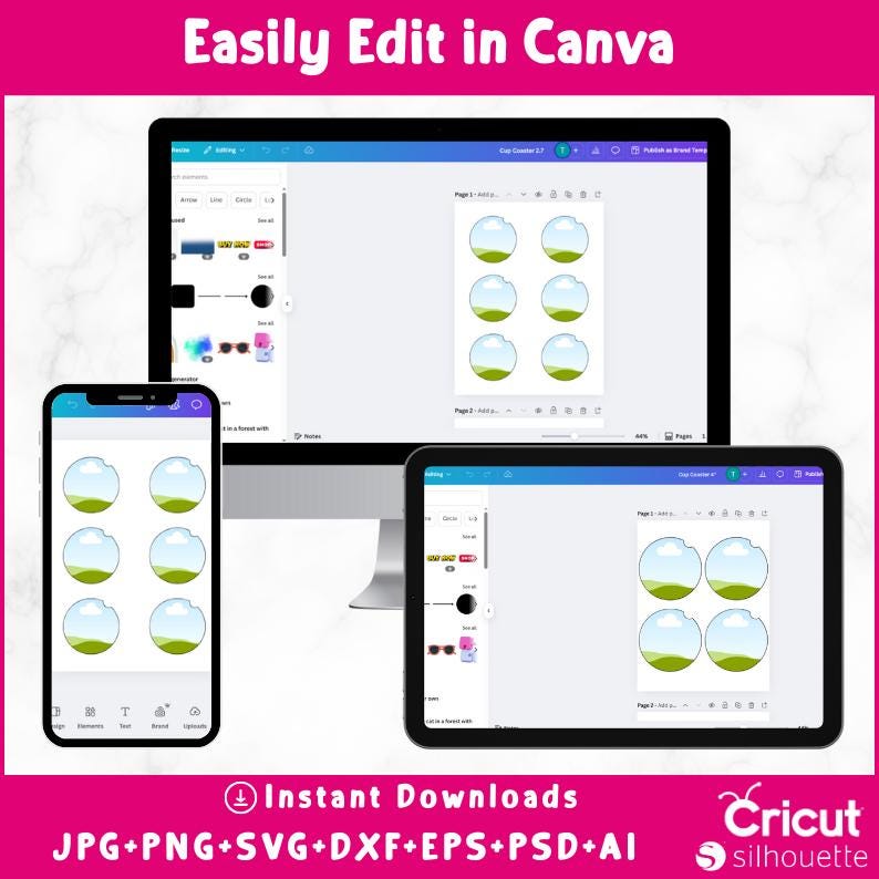 Car Coaster Template Bundle: Car Coaster Editable Canva Template, Car ...