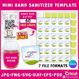 Mini Hand Sanitizer Label , Hand Sanitize Label Template , Mini Hand Sanitizer Template , Hand Sanitize Label Sticker , Canva Drag & drop