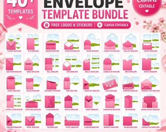 40+ Envelope Template Bundle, Envelope Liner Templates, 40+ Designs, Customizable Envelope Templates, Canva Drag and drop (Digital Download)