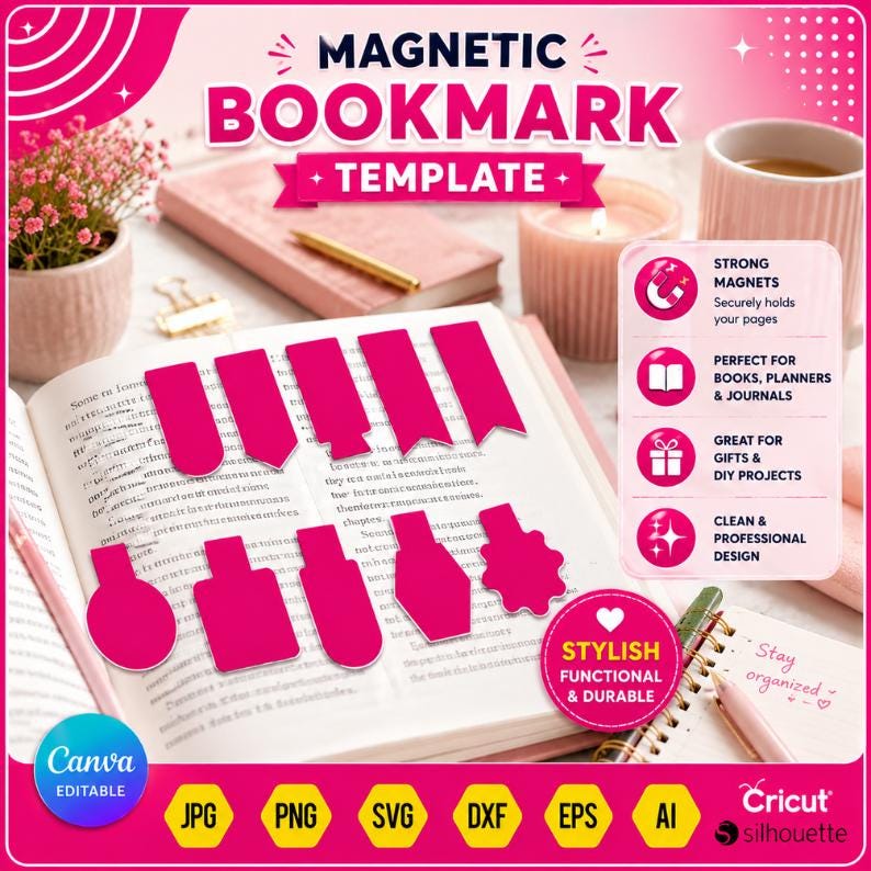Magnetic Bookmark Template Bundle | 10 Editable Canva Templates | Digital Download
Magnet Bookmark Canva Template, Editable Bookmark Template Bundle, Printable Magnetic Bookmark Design, Drag & Drop Blank Magnet Bookmark
magnetic bookmark
bookmark template
canva bookmark
magnetic frames
bookmark svg
editable canva
blank bookmark
bookmark bundle
printable bookmark
diy bookmark
bookmark design
drag and drop
digital download