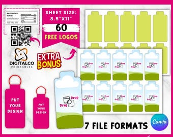 Plantilla de soporte de regalo para bálsamo labial, plantilla de soporte para lápiz labial, soporte para bálsamo labial de sublimación Svg, llavero con funda para bálsamo labial, arrastrar y soltar en Canva