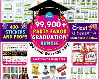 99900+ Party Favor Templates Bundle, Party Favor Mockup Templates, Party Favor Logo, Chip Bag Template, Water Bottle Labels, Chocolate Bar