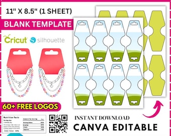 Jewelry Tag Template, Jewelry Tag Canva Template, Tag Label Template, Jewelry Holder Label, Bracelet Tag, Necklace, Earring Canva Drag &drop