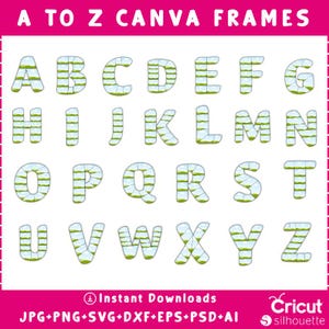 May include: A to Z Canva Frames, a set of 26 alphabet letters with a landscape design. Each letter is filled with a pattern of green grass and blue sky, creating a unique and decorative look.
alt="May include: A collection of party favour mockups featuring a blue sky and green hill design. The image includes a box of coloured pencils, a bag of sweets, plates, a tube, an ice cream cone, a pouch, a banner, a bag, and a candy bar wrapper.