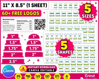 File Tab Templates, 5 Different Shapes & 5 Sizes, Journal Tab Template, Folder Tag, File Folder, Planner Tab, Binder Divider Tab, Canva, DIY