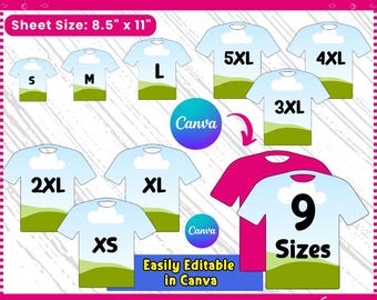 All Over T-Shirt Template Bundle: Editable Canva Mockup (Digital Download)