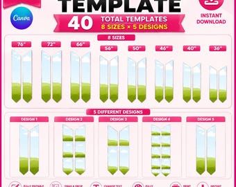 Graduation Stole Templates, Editable Graduation Stole Canva Frame Template, 8 Sizes & 5 Different Designs, Kids Stole, Class of 2026, Canva