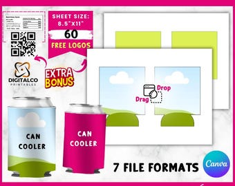 Can Cooler Template, Beer Cooler Template, Bottle Cooler Template, Can Sleeve Sublimation, Can Cooler Svg, Can Cooler Mockup, Canva Editable