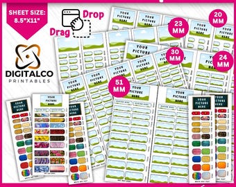 Nail Art Template Bundle, Nail Art Template, Nail Art Decal Template, Square Nail Design,  French Nail Art Decal, Editable Canva Drag & drop