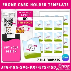 Phone Holder Template , Phone Card Holder Template, Card Holder Template, Card Holder Sublimation Design, Phone Card Holder, Editable Canva