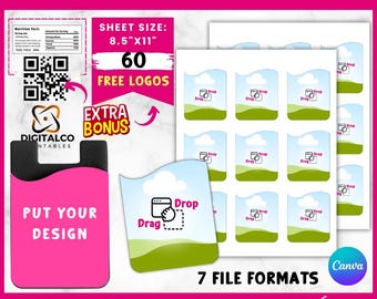 Phone Card Holder Template: Sublimation Design, Editable Canva (8.5"x11")