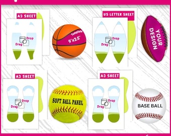 All Sports Panel Templates Bundle , Baseball Panel Template, Football Panel Template, Basketball Panel SVG, Softball Panel, DIY Sports Panel