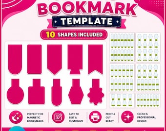 Magnetic Bookmark Template Bundle, Magnet Bookmark Canva Editable Template, Bookmark Designs, Magnetic Frames, Drag and drop, Bookmark, DIY