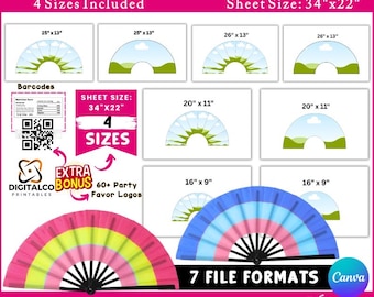 Plantillas de ventilador Clack: 4 tamaños, diseño editable en Canva (descarga digital)