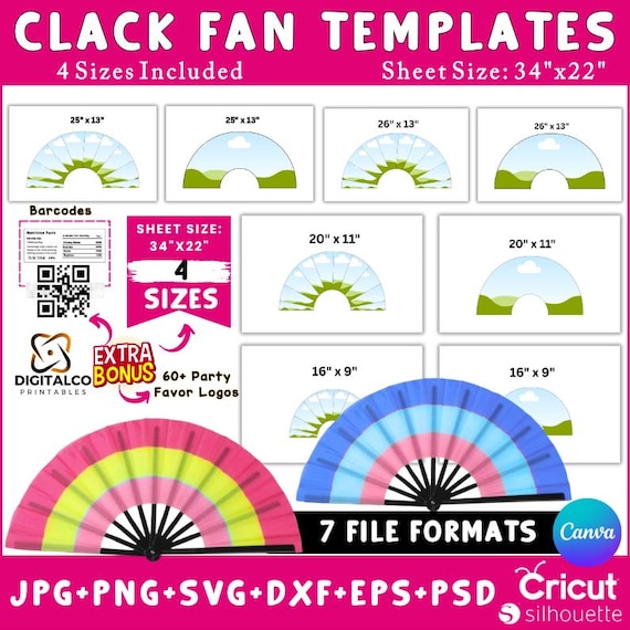 Clack Fan Template Bundle: 4 Sizes, Editable Canva Design (Digital Download)