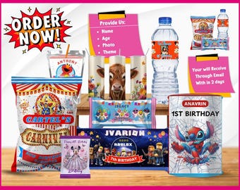 Custom Party Favor Templates: 7 Item Bundle (Digital Download)