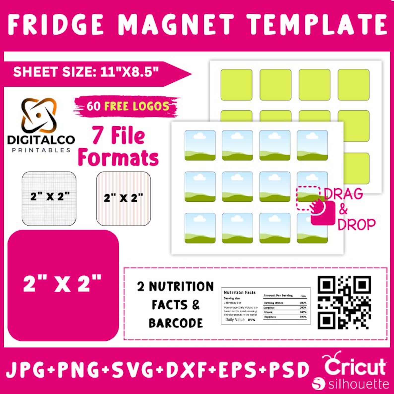 2x2 Square Photo Magnet Template: Canva Editable (digital Download) - Etsy