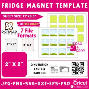 2x2 Magnet Template Canva, 2x2 Quadrat Kühlschrankmagnet, 50MMx50MM Quadrat Magnet, Foto Magnet Template, Magnet Maker, Canva Ziehen & ablegen
