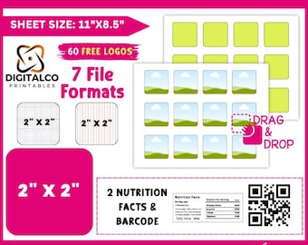 2x2 Square Photo Magnet Template: Canva Editable (Digital Download)