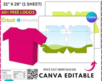 T-Shirt Box Canva Template, T-Shirt Box Svg, Party Favor Box Template, Packing Box, Shirt Box, Editable Canva Drag &drop, (Digital Download)