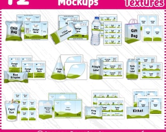 12 Party Favor Templates Bundle, Party Favor Mockups, Chip Bag Template, Water Bottle Label, Chocolate Bar, Party Favor, Canva drag and drop