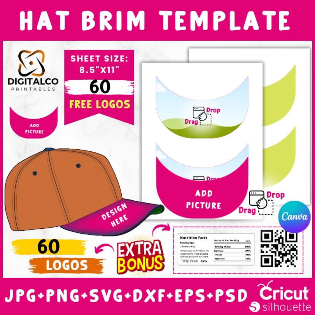 Hat Brims, Hat Brim Template , Blank Hat Template , Trucker Hat ...