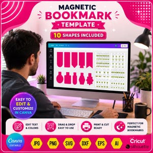 Magnetic Bookmark Template Bundle | 10 Editable Canva Templates | Digital Download
Magnet Bookmark Canva Template, Editable Bookmark Template Bundle, Printable Magnetic Bookmark Design, Drag & Drop Blank Magnet Bookmark
magnetic bookmark
bookmark template
canva bookmark
magnetic frames
bookmark svg
editable canva
blank bookmark
bookmark bundle
printable bookmark
diy bookmark
bookmark design
drag and drop
digital download