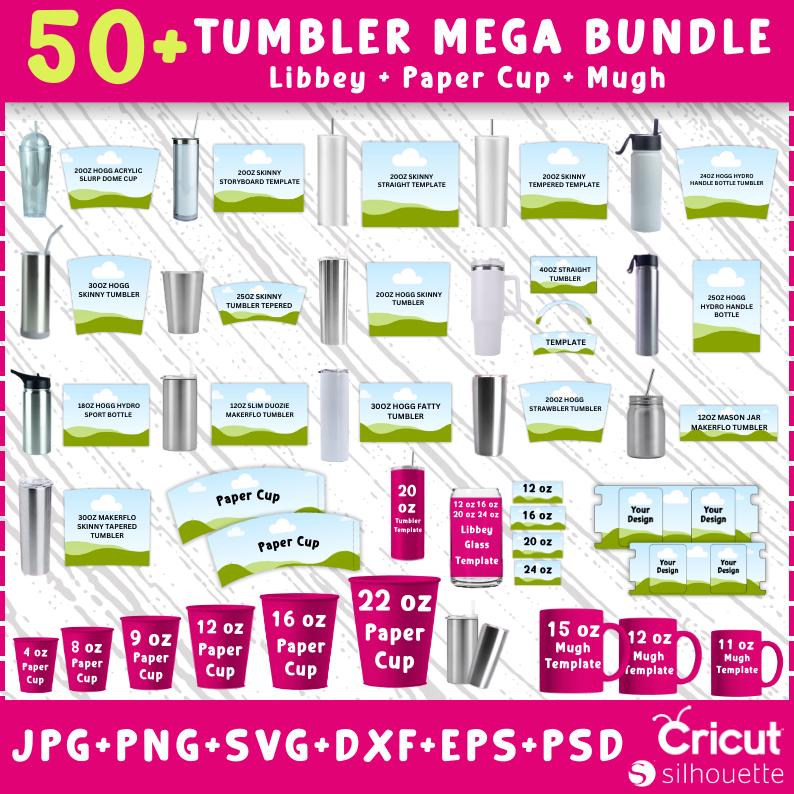 Tumbler Designs, Tumbler Canva Template Bundle, 20oz Skinny, Libbey Can Glass, Party Favors, Mug Template, Paper Cups Template, Tumbler Cups