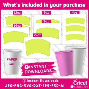 Paper Cup Wrapper Template: 6 Sizes, Canva Editable (SVG, PSD, EPS) - Etsy