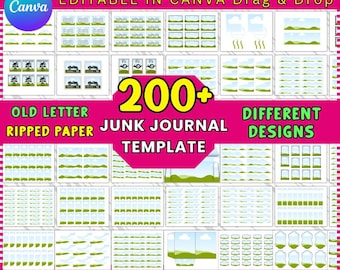 Canva Junk Journal Template: Editable Junk Journal Templates, Junk Journal Frame, Old letters, Ripped Paper, Editable Junk Journal Frame