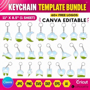 Keychain Templates, 30+ Keychain Canva Editable Template, Custom Keychain, Rectangle, Circle Motel, Acrylic Keychain, Canva Drag & drop, DIY