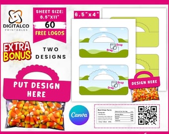 Plantilla para bolsa de golosinas con asa: Canva editable (descarga digital)