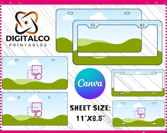 6 Car License Plate Templates, Car License Frame Template, License Plate Label, Car License Plate Sublimation Design, License Plate Template