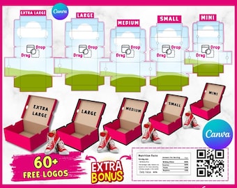 Shoe Box Template Bundle , Shoe Box Label Svg , Sneaker Box Template , Shoe Box Svg , Shoe Box Party Favors , Gift Box , Canva drag and drop