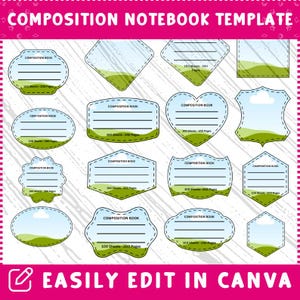 50+ Composition Notebook Cover Templates Bundle, Composition Notebook Labels, Composition Notebook Canva Frames, Notebooks Composition Book Label svg Bundle, Composition Notebook Labels, Notebook Template, Composition Book svg, Notebook cover print, Teacher gift 
composition svg, composition book, label svg, notebook template, notebook cover, teacher gift, back to school label, school notebook, notebook mockup, svg notebook label, party favor logo, student notebook svg, composition book svg