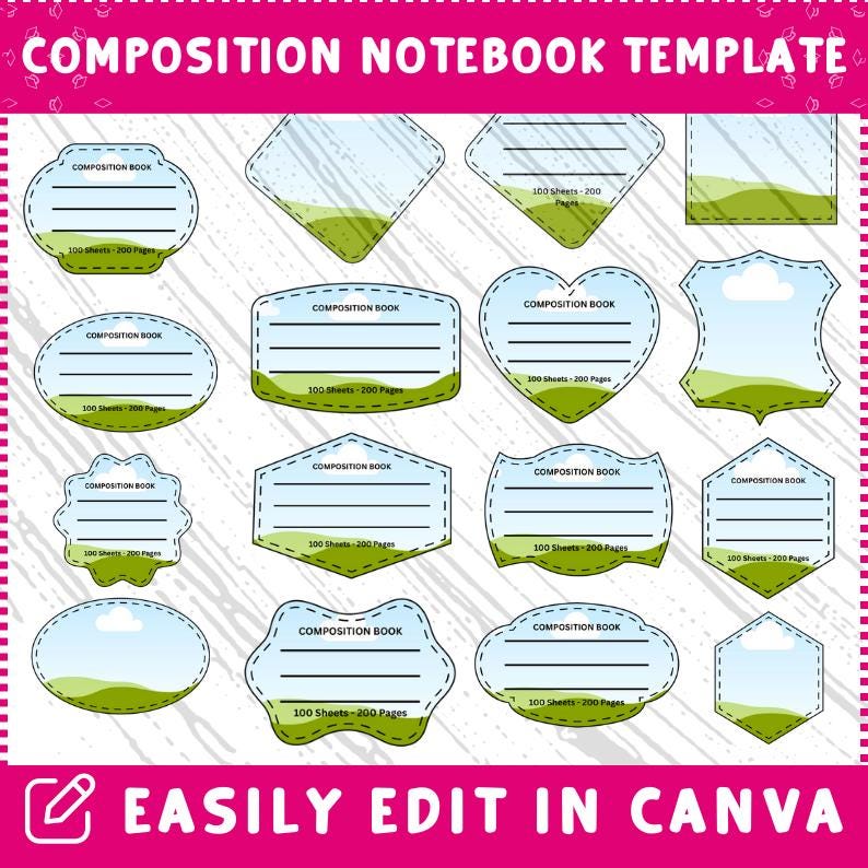 50+ Composition Notebook Cover Templates Bundle, Composition Notebook Labels, Composition Notebook Canva Frames, Notebooks Composition Book Label svg Bundle, Composition Notebook Labels, Notebook Template, Composition Book svg, Notebook cover print, Teacher gift 
composition svg, composition book, label svg, notebook template, notebook cover, teacher gift, back to school label, school notebook, notebook mockup, svg notebook label, party favor logo, student notebook svg, composition book svg